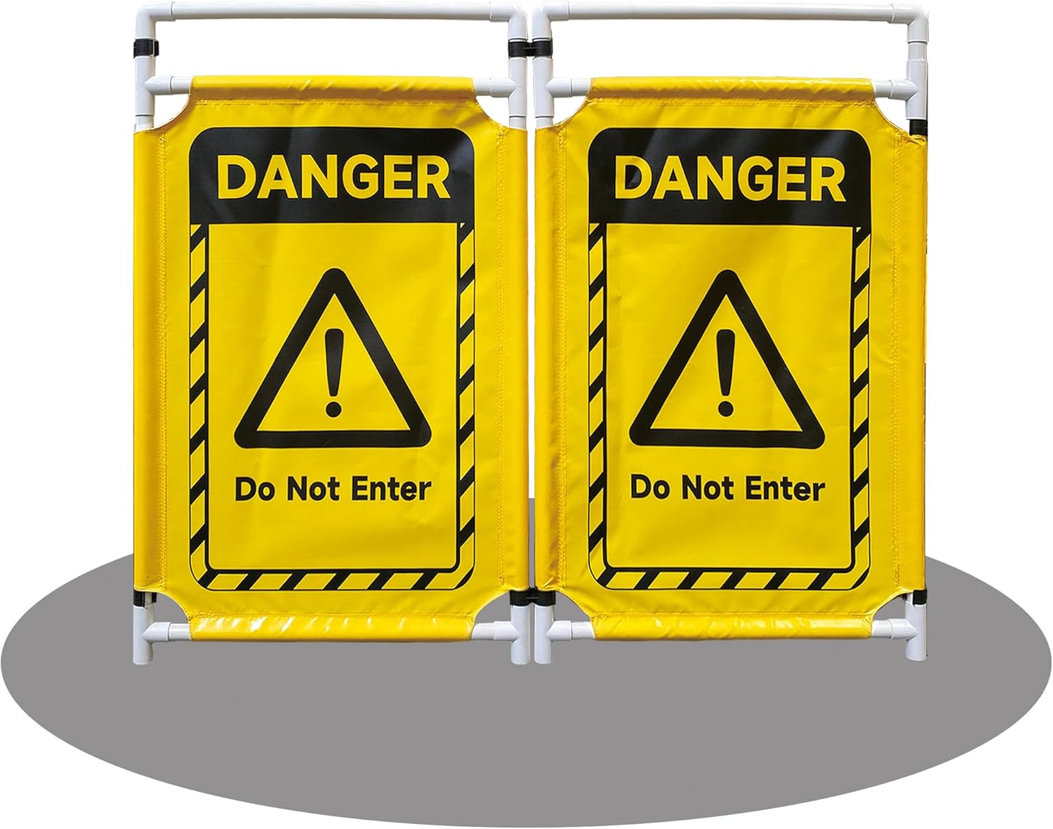 Safety Caution Barricade 2Panels Foldable Security Signs With PVC Tarp Removable Safety Barrier Wet Floor Guard Symbol Clear Printing Safety Fence(Yellow)
