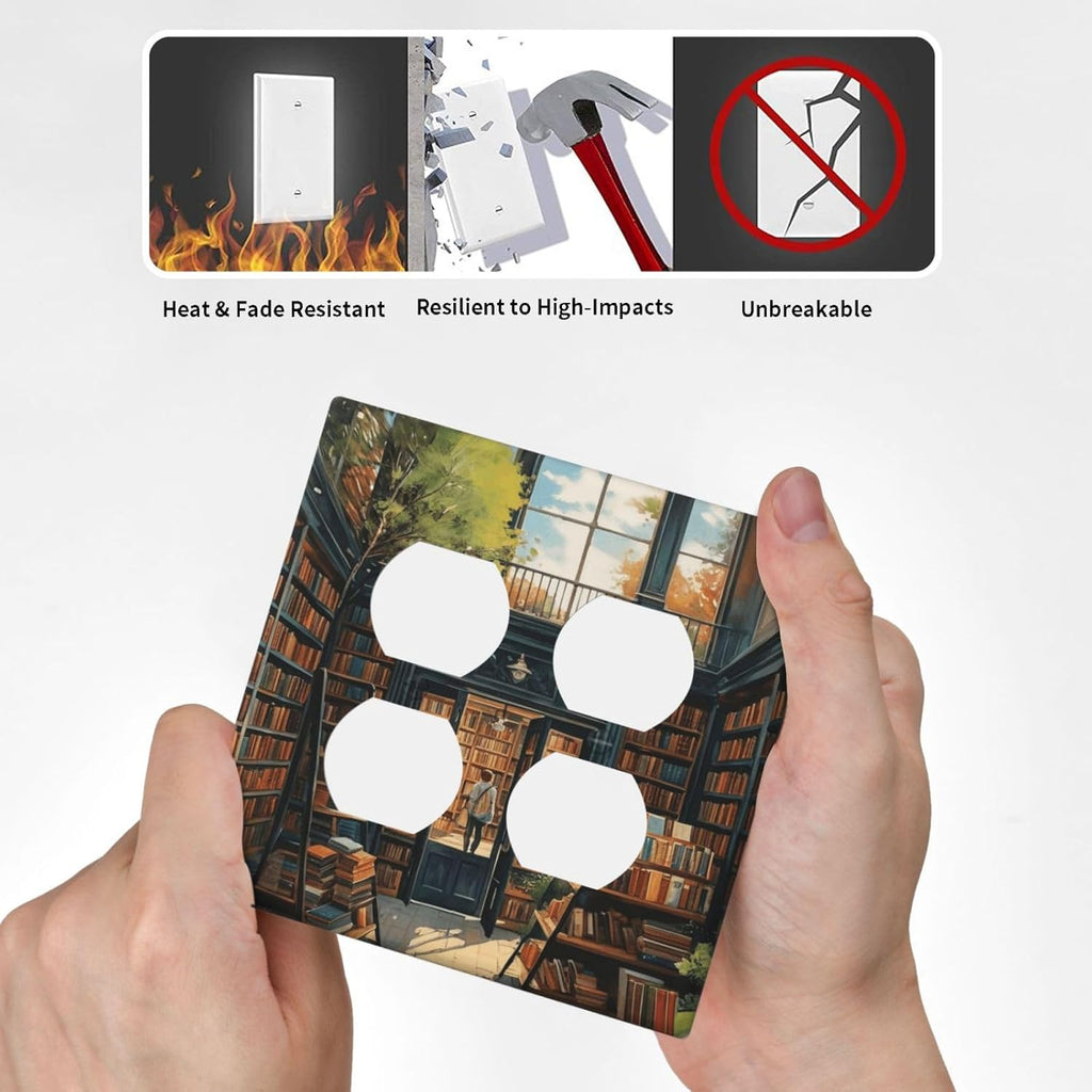 Decorative Outlet Covers Library Books Sunshine 2 Gang Wall Plate Double Duplex Light Switch Cover Switch Plate Covers Faceplate for Bedroom Home Decor