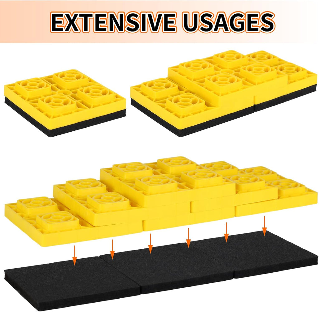 OULEME RV Leveling Block Flex Pads, 8.5” Rubber Jack Pads, Anti-Vibration & Anti-Slip Mats, for Camper Travel Trailer Jacks & Stands & Stabilizers on Uneven Surfaces, 2-Pack