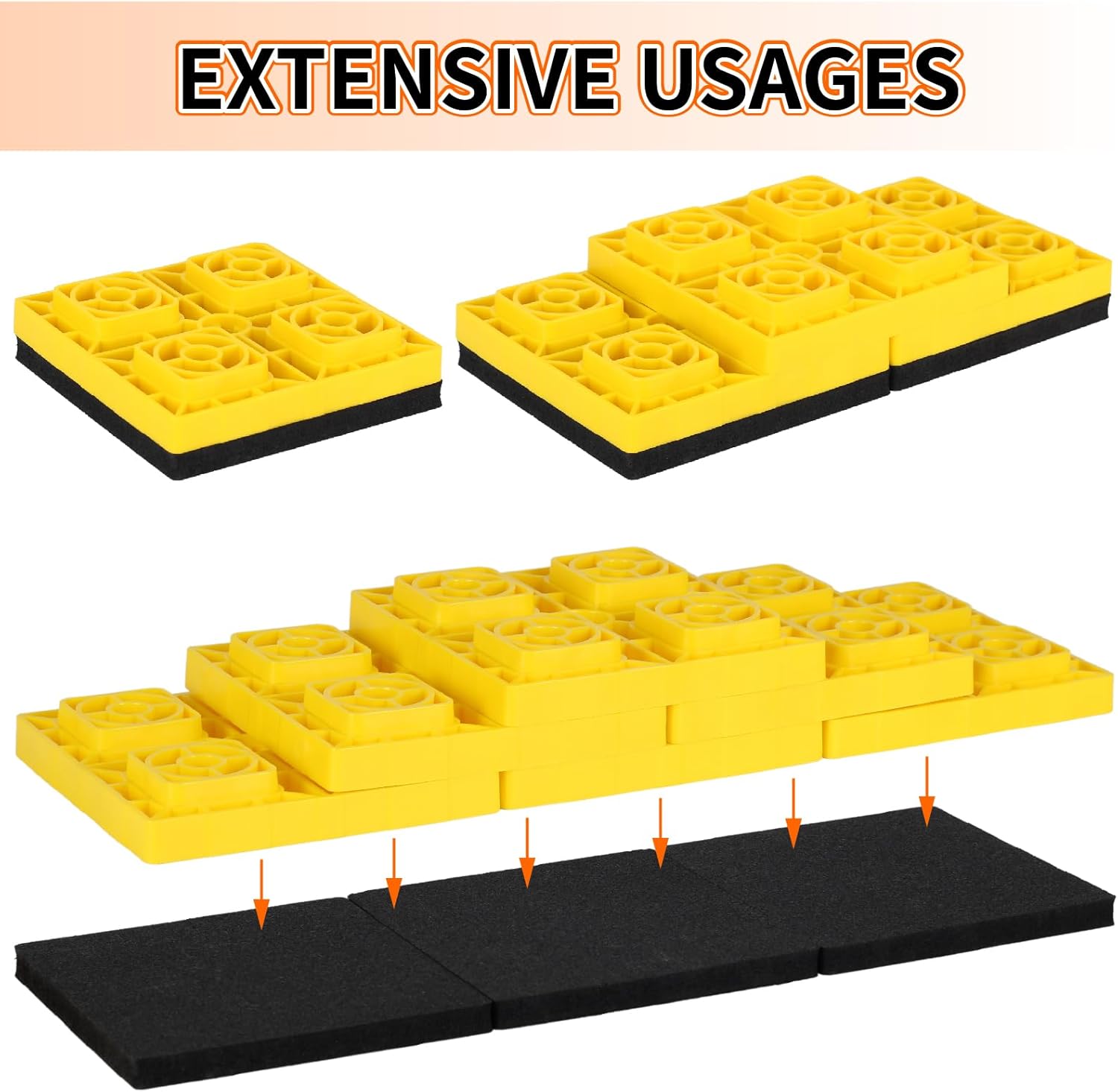 OULEME RV Leveling Block Flex Pads, 8.5” Rubber Jack Pads, Anti-Vibration & Anti-Slip Mats, for Camper Travel Trailer Jacks & Stands & Stabilizers on Uneven Surfaces, 2-Pack