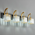 Crystal Vanity Lights 4-Light Black Gold Bathroom Vanity Lights Modern Crystal Bathroom Light Fixtures Over Mirror 32.67" Long Vanity Light for Bathroom