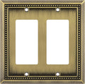 Henne Bery Sunken Pearls Heavy Duty Decorative Wall Plate Switch Plate Outlet Cover (Double Decorator, Antique Brass)