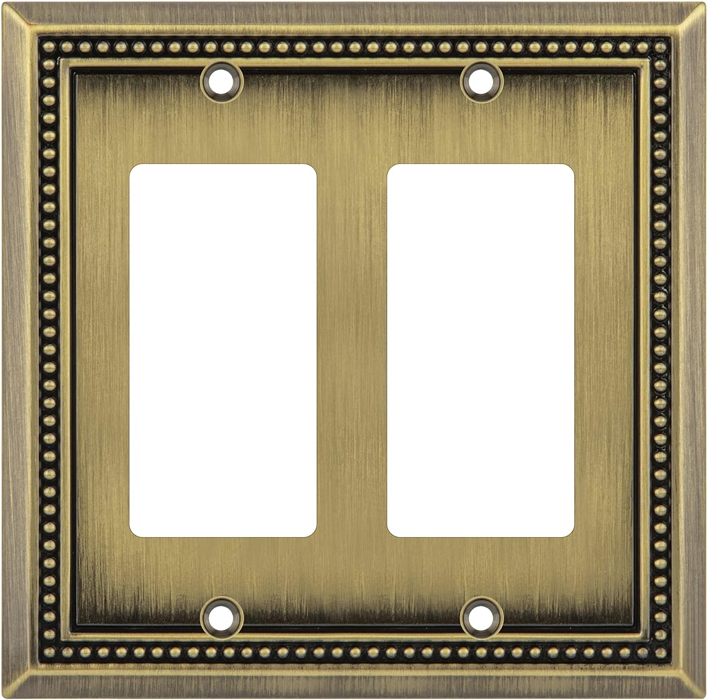 Henne Bery Sunken Pearls Heavy Duty Decorative Wall Plate Switch Plate Outlet Cover (Double Decorator, Antique Brass)