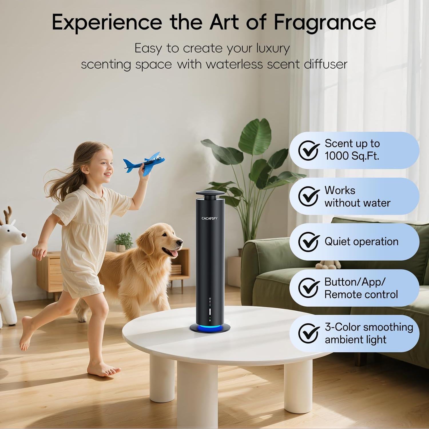 Waterless Diffuser,Hotel Scent Diffuser-Night Light,Wireless Use-Cover Up to 1000 Sq.Ft.-Cold Air Tech,Scent Diffusers for Home,Aromatherapy,Large Room,Spa,Commercial-Black Essential Oil Diffuser
