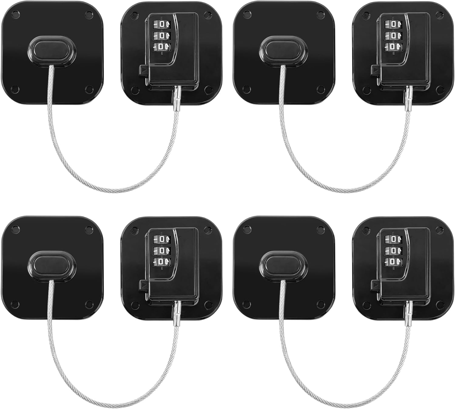Refrigerator Lock - Heavy Duty Fridge & Freezer Safety Latch for Babies & Toddlers, Easy Install Kitchen Cabinet Lock (Black, 4)