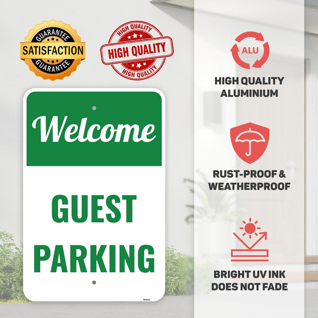 1PC Guest Parking Sign, 18 x 12 Inches - Aluminum - Visitor Customer Parking Only Signs For Business