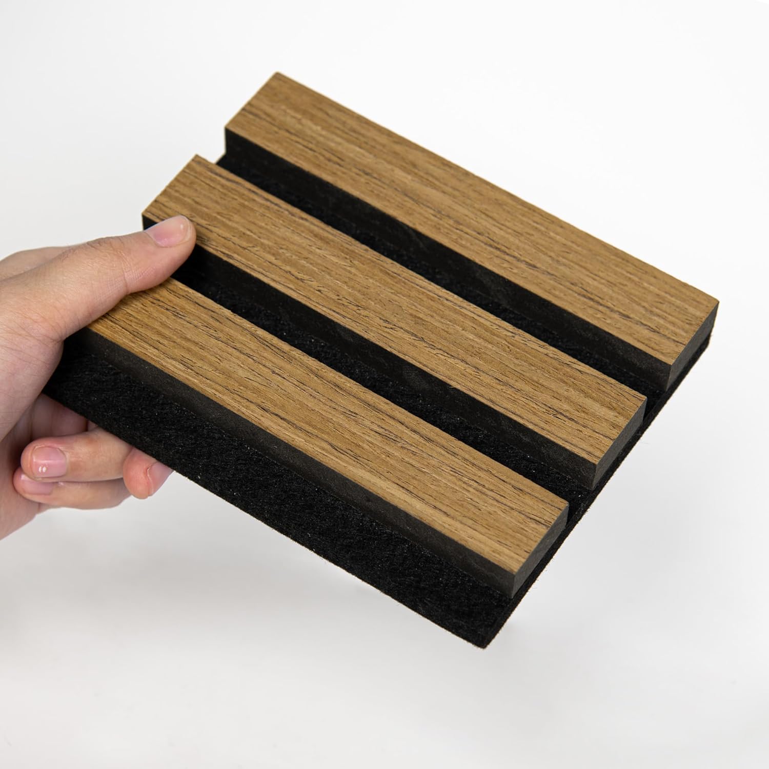 Sample Wood Salt Acoustic Wall Panels, Soundproof Wooden Wall Panels, 3D Fluted Sound Absorbing Panel, Natural Oak, Sample Pack