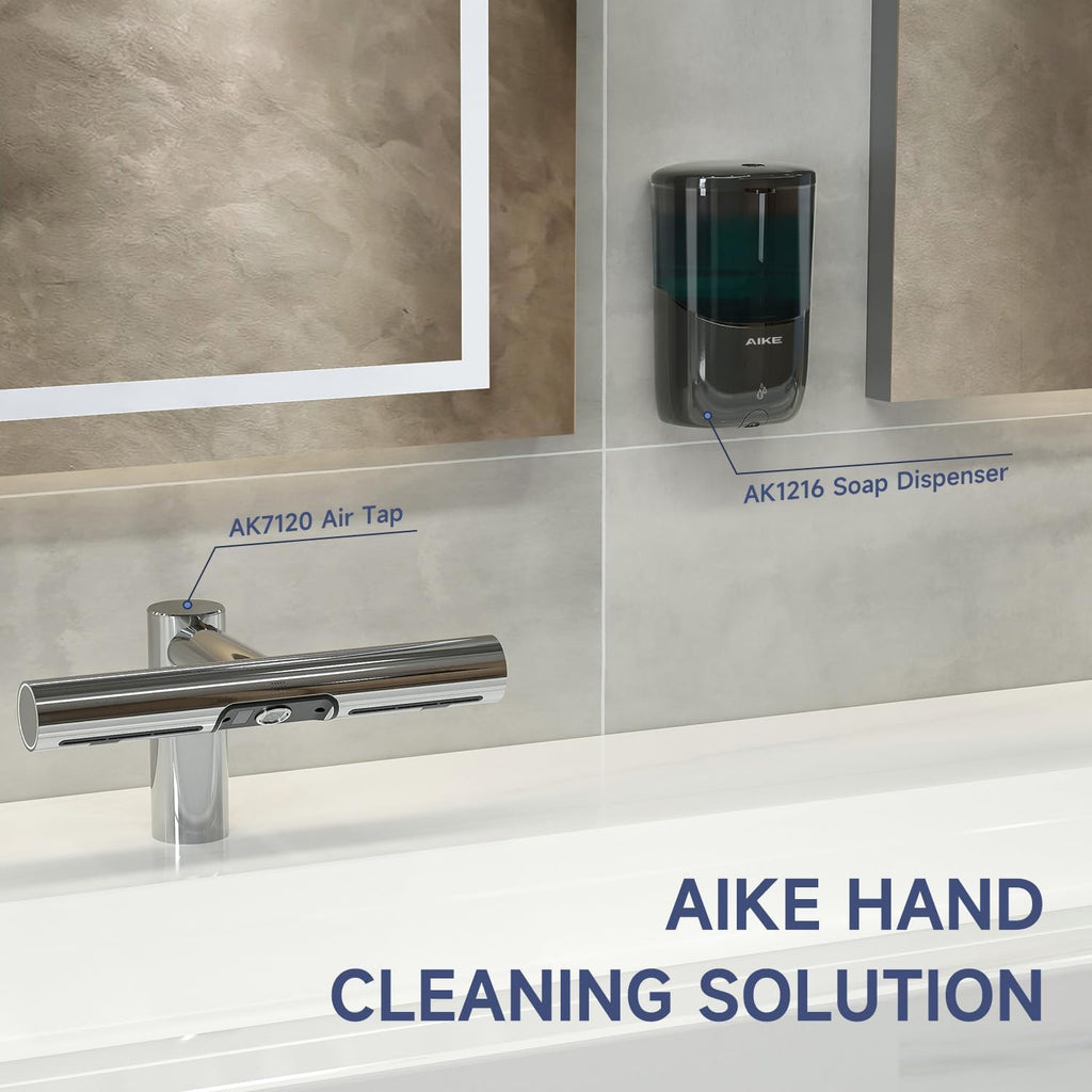 AIKE Wall Mount Automatic Soap Dispenser for Liquid Soap Battery Operated Black, Model AK1216