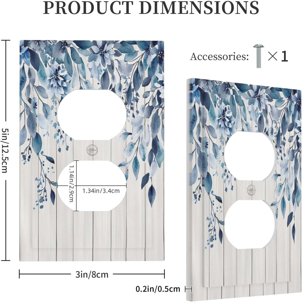 Eucalyptus Rustic Watercolor Plant Outlet Covers 1 Gang Duplex Light Switch Cover Decorative Switch Plates Electrical Receptacle Faceplate Wall Plate For Farmhouse Home Decor