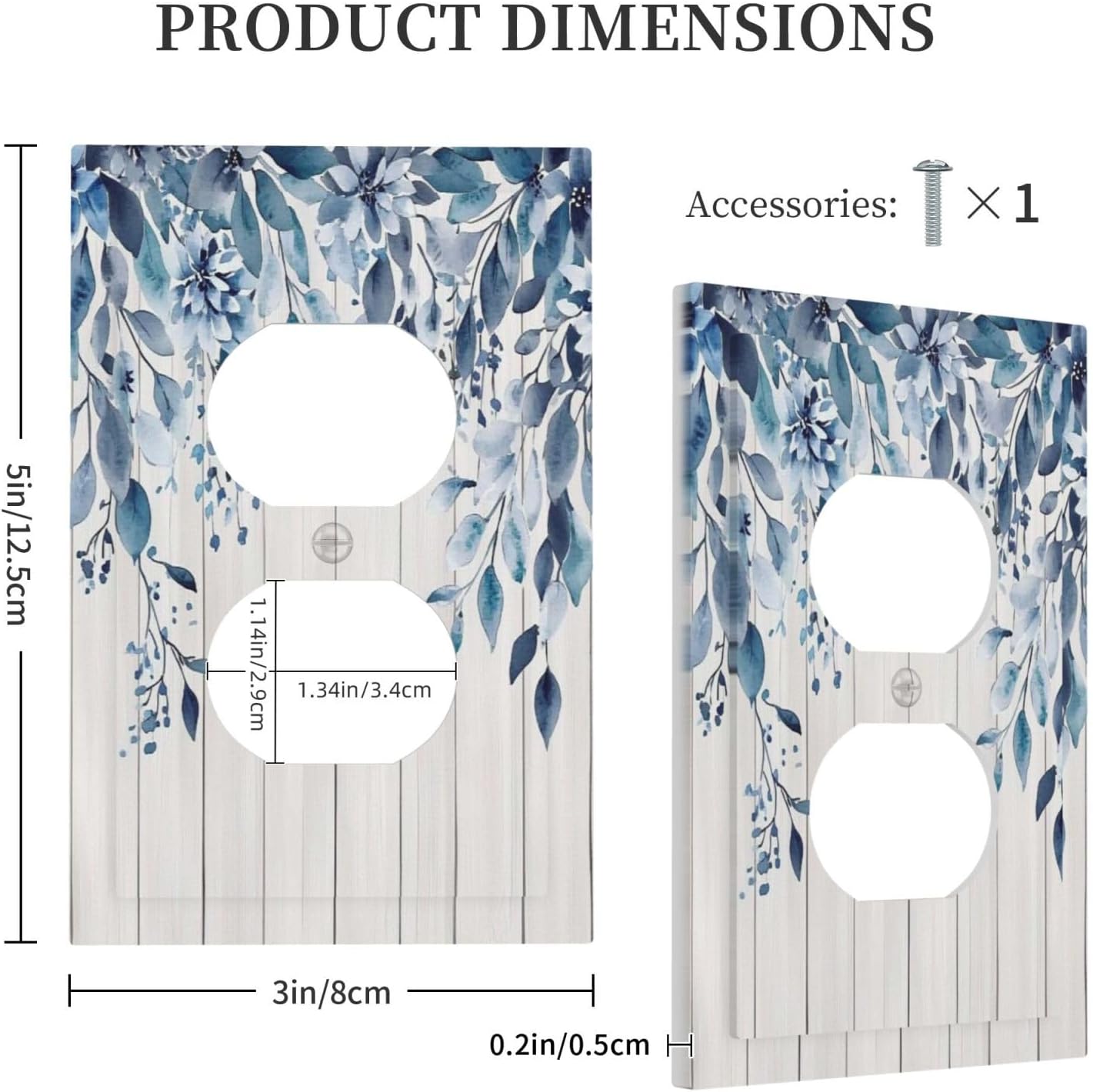 Eucalyptus Rustic Watercolor Plant Outlet Covers 1 Gang Duplex Light Switch Cover Decorative Switch Plates Electrical Receptacle Faceplate Wall Plate For Farmhouse Home Decor