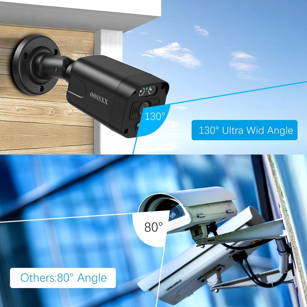 4K/8.0 Megapixel & 130° Ultra Wide-Angle 2-Way Audio PoE Outdoor Home Security Camera System Wired Outdoor Video Surveillance IP Cameras System