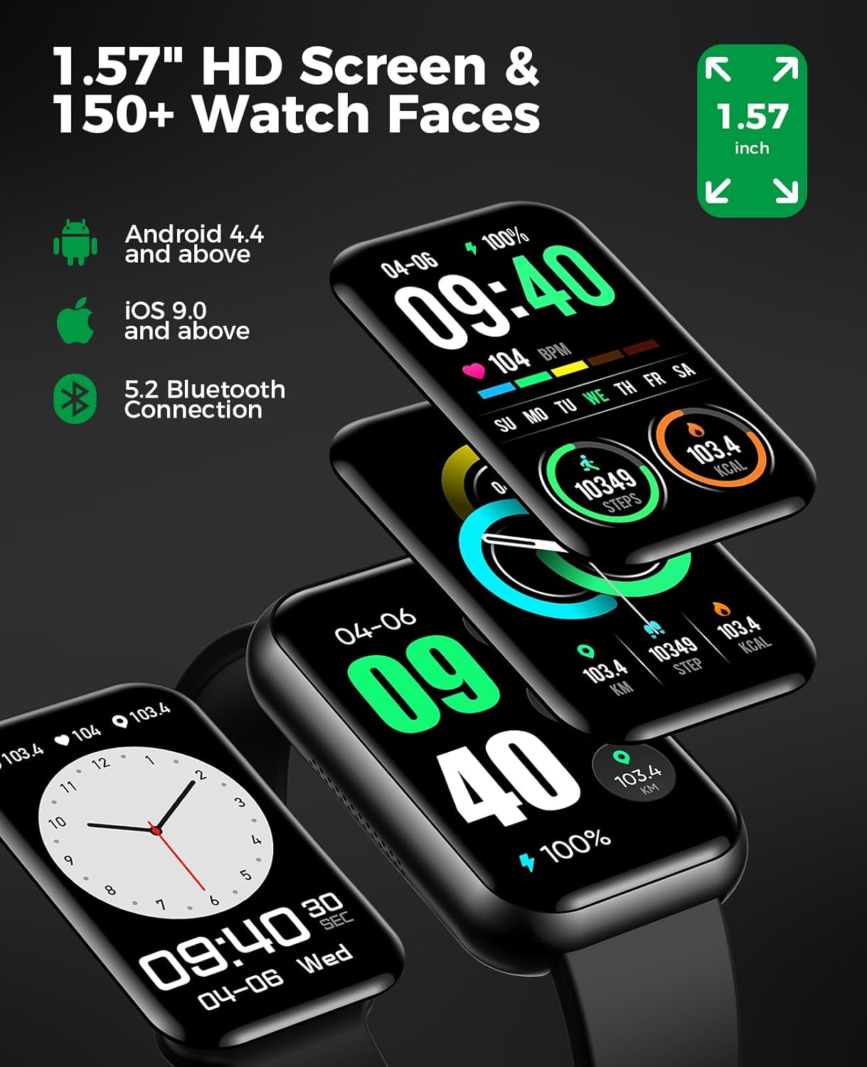 Smart Watch Fitness Tracker (Answer/Make Call), 24/7 Heart Rate Spo2 Blood Pressure Monitor Sleep Tracker, 114 Sports Modes Pedometer Calorie Step Tracker, Waterproof Activity Tracker for Women Men
