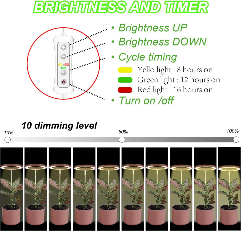 Plant Grow Light,Yadoker LED Growing Light Full Spectrum for Indoor Plants,Height Adjustable, Automatic Timer, 5V Low Safe Voltage,Idea for Small Plant Light