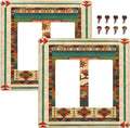 Decorative Outlet Covers Native American African Afro 2 Gang Light Switch Cover Double Rocker Wall Plate Outlet Covers Faceplate for Home Bedroom Decor（2 Pack）