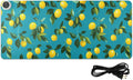 Heated Desk Pad Mouse Pad 31.5x13 Inch PU Leather Desk Mat with 3 Heat Levels Large Mouse Gaming Computer Laptop Mat Teal Lemons