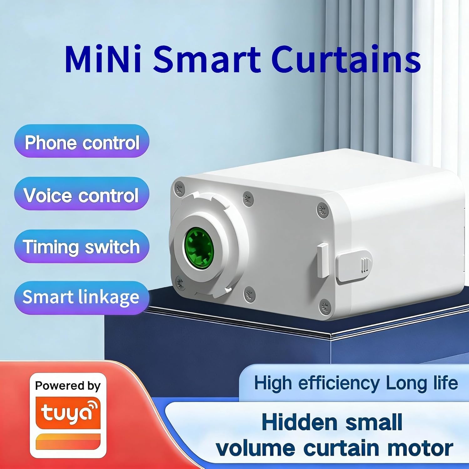 Smart Curtain Track System with Mini Zigbee Motor, Automatic Ceiling Curtain Opener, Motorized Curtains Rod 204.7''(5.2m) with App, Voice, Remote Control, Compatible with Alexa, Google and Siri