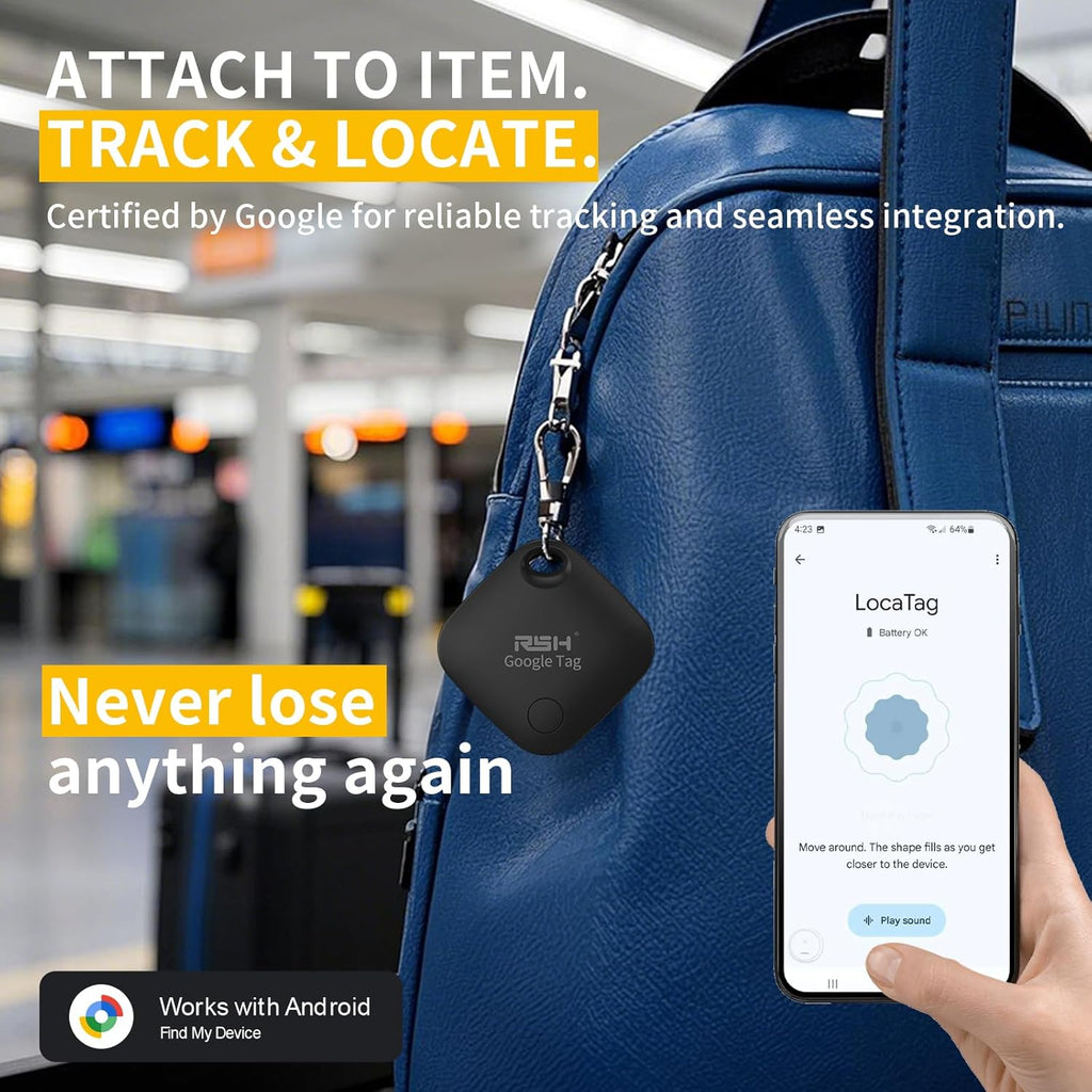 Air Tracker Tag for Android 4 Pack Luggage Tracker Tags 2026Update Works with Google Find Hub App Bluetooth Tracker Key Finder Item Locator for Luggage, Backpack, Suitcases, Replaceable Battery