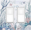 Decorative Outlet Covers Ocean Coral Seahorse Seashell Starfish 2 Gang Double Gfci Rocker Electrical Wall Panels Light Switch Cover Plate For Bathroom Home Decor