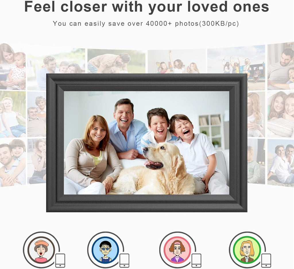 Digital Picture Frame WiFi 10.1 Inch Digital Photo Frame, Electronic Picture Frame, 16GB Storage, Auto-Rotate, IPS Touch Screen, Easy Setup and Share Photos and Videos via Free App from Anywhere