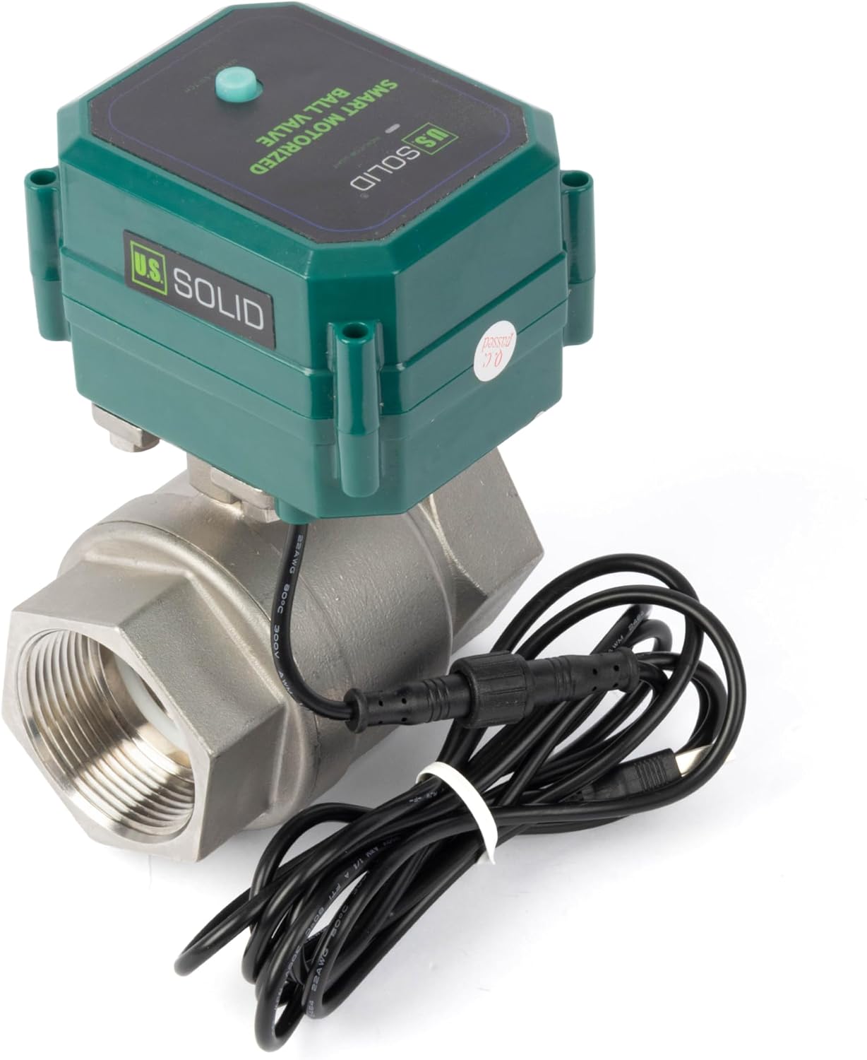 U.S. Solid 1-1/2" Smart Motorized Ball Valve - Remote App Mobile Control Stainless Steel Electrical Ball Valve with Manual Switch, 5V DC USB Connection