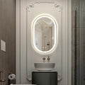 Niccy Oval LED Mirror for Bathroom, 32x20 Front Lit + Backlit Vanity Mirrors with Light Anti-Fog, Shatter-Proof, 3 Colors, Makeup Mirror with Old Gold Frame (Horizontal/Vertical)