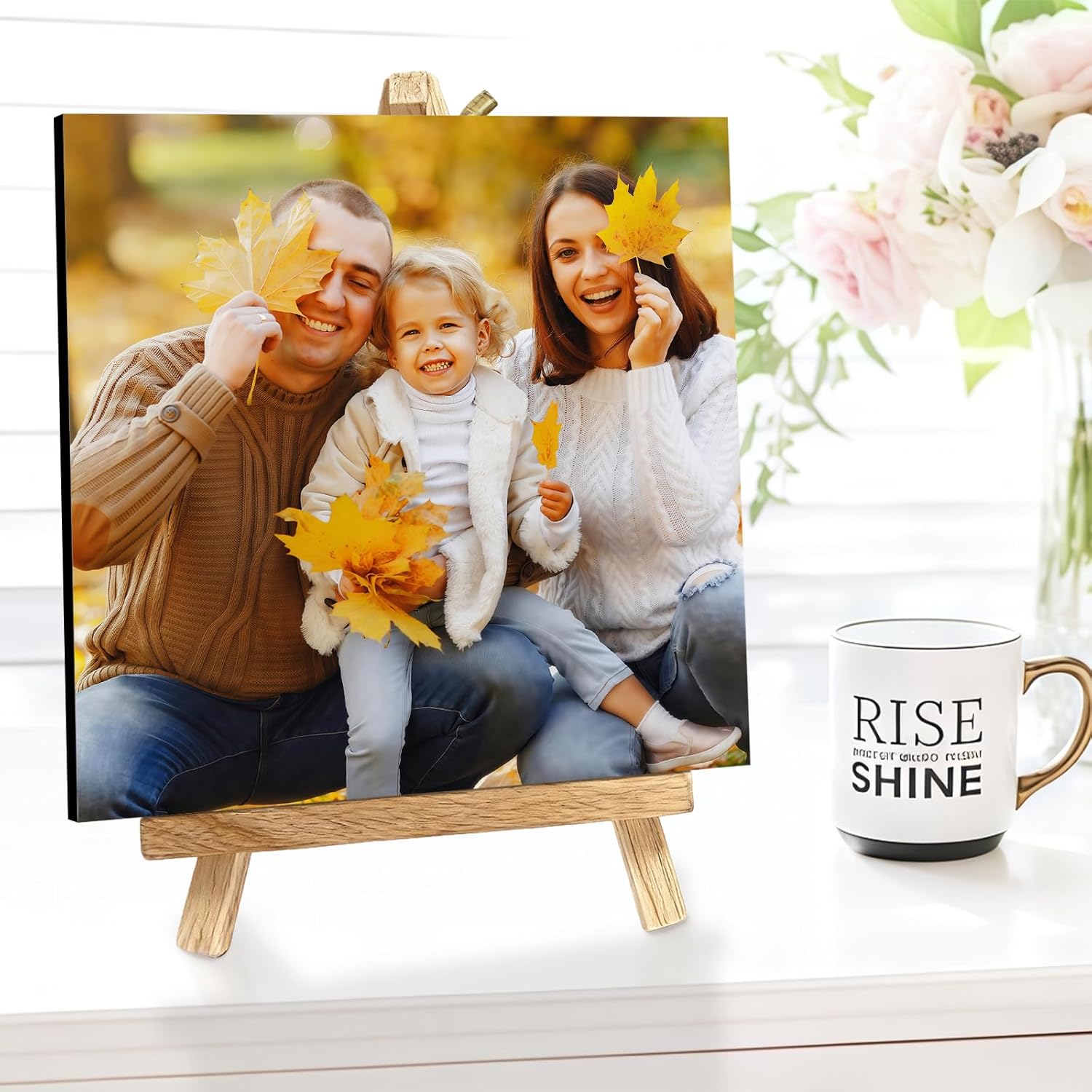 Custom Photo Frame with Stand, Personalized Picture Display, MDF and Wood Construction, Desktop Decor, Multiple Designs, Customizable Gift for Family and Friends