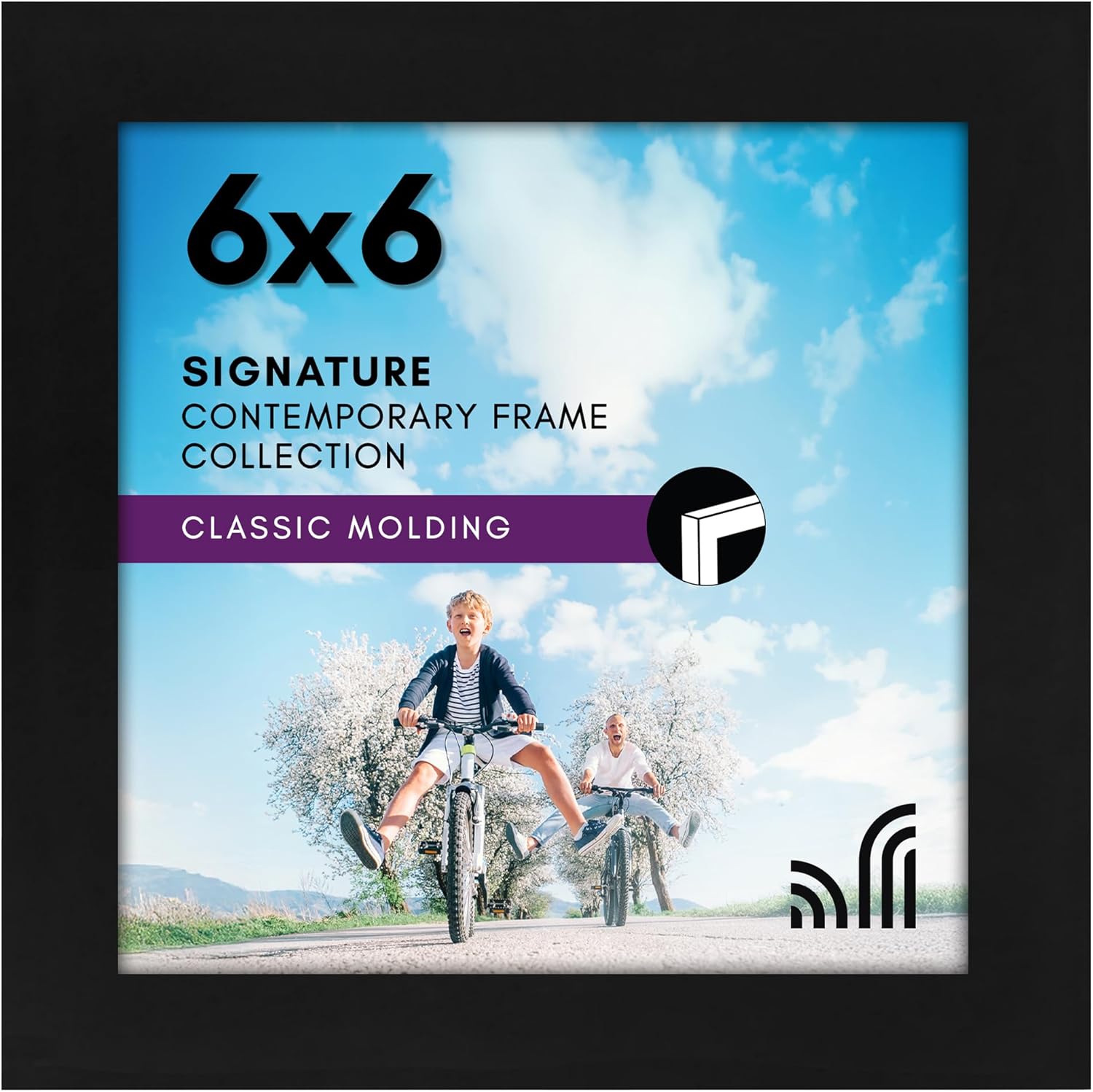 Americanflat 6x6 Picture Frame with Shatter-Resistant Glass - Signature Collection - Gallery Style Frames Made of Engineered Wood - Square Frame for Tabletop and Wall Display - Black