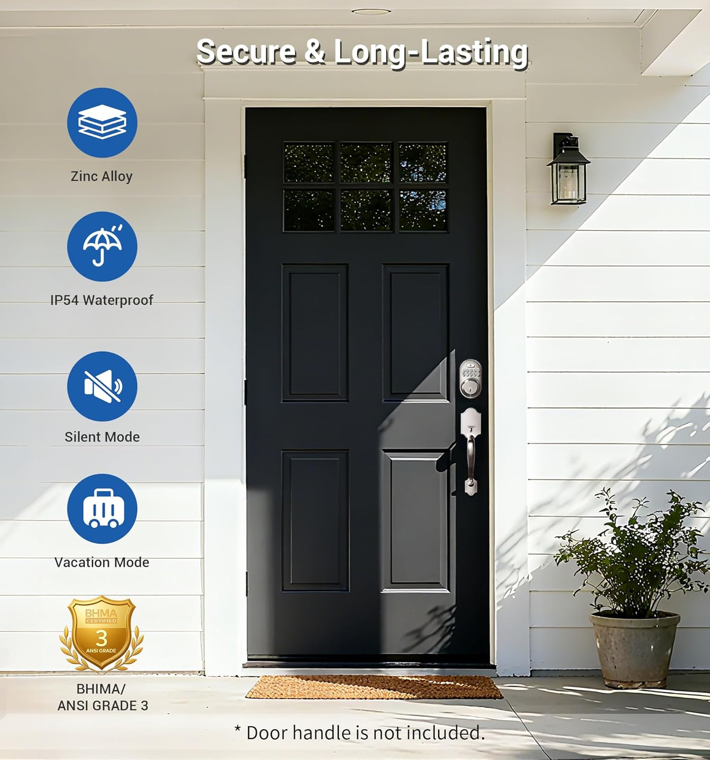 Veise Keyless Entry Door Lock, Electronic Keypad Deadbolt, Keyed Entry, Auto Lock, Anti-Peeking Password, Back Lit & Easy Installation Design, Satin Nickel