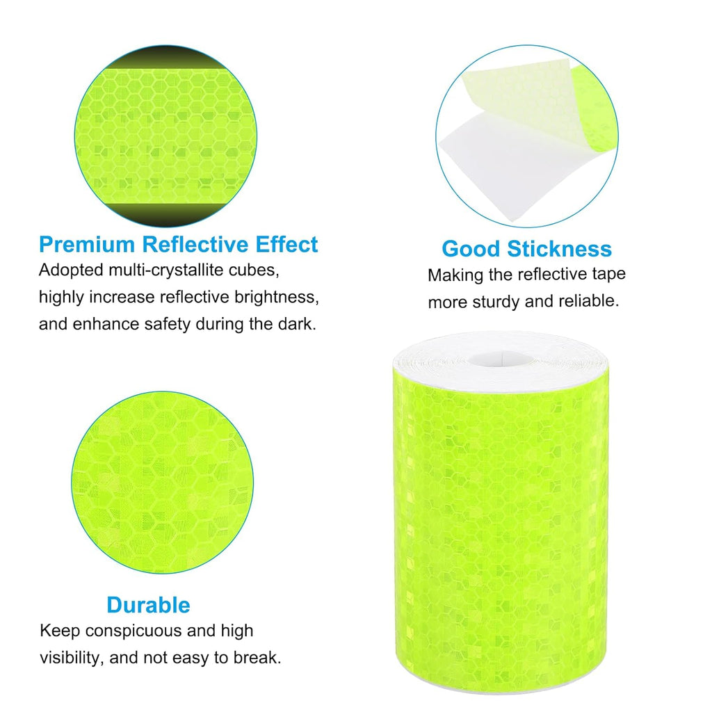 PATIKIL 4 Inch x 33 ft Reflective Tape, 1 Roll Waterproof Self Adhesive High Visibility Caution Warning Safety Tape Reflector with Scraper for Trucks Trailers Cars, Bright Green