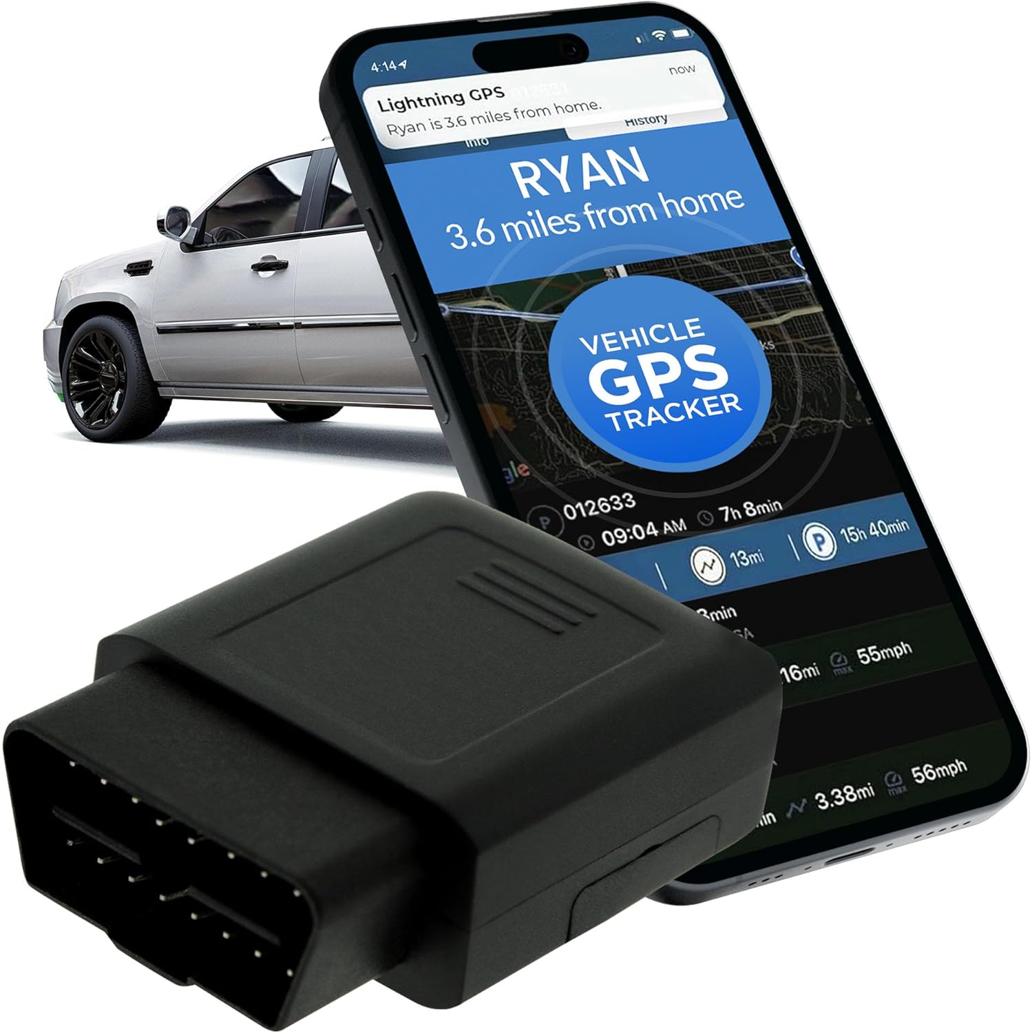 Lightning GPS OBD-II Real-Time GPS Tracker for Vehicles – Easy Installation, Flexible Subscription Plans for Cars, Trucks, Fleets & Teen Drivers – GPS Locator w/Instant Alerts – Subscription Required