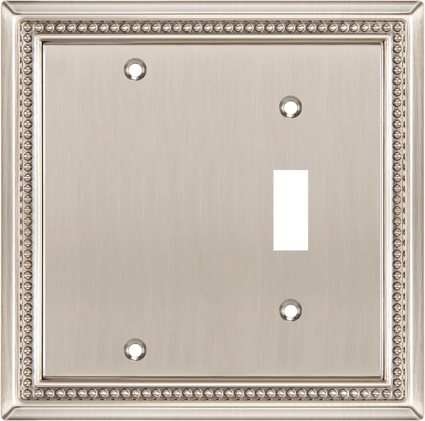 Henne Bery Sunken Pearls Heavy Duty Decorative Wall Plate Switch Plate Outlet Cover (Blank/Toggle, Satin Nickel)