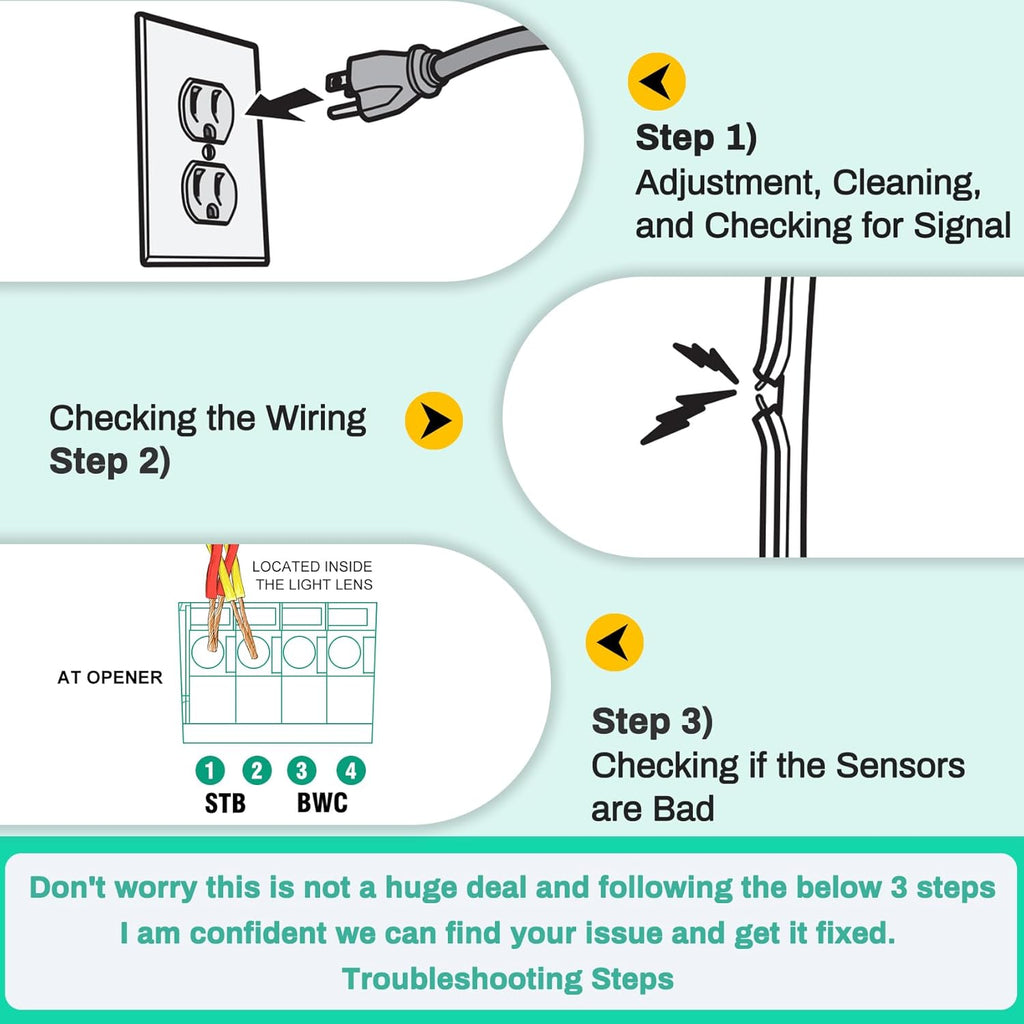 for Genie Garage Door Sensor, Replacement for Genie/Overhead Garage Door Sensor, Compatible with Genie/Overhead Garage Door Opener Made After 1993, Item Includes Two Sensors (Receiving&Sending)