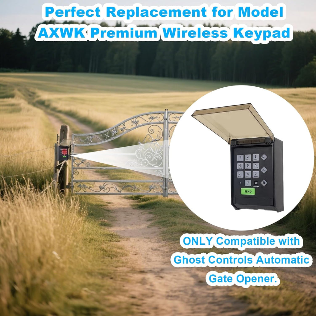 for Ghost Controls AXS1 AXP1 Remote Transmitter,5-Button Remote Transmitter for Automatic Gate Openers, Partymode, Compatible with Ghost Controls Single/Dual Control Opener Systems (AXWK Black)
