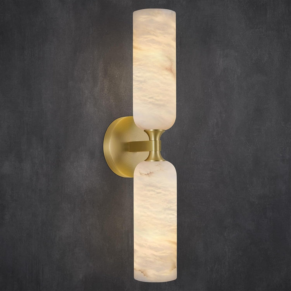20in Alabaster Wall Sconce Antique Brass Sconces Wall Lighting, Imported Alabaster Modern Marble Bathroom Vanity Sconces, Gold Sconce Wall Decor, For Bedroom Living Room Staircases Hallway Foyer