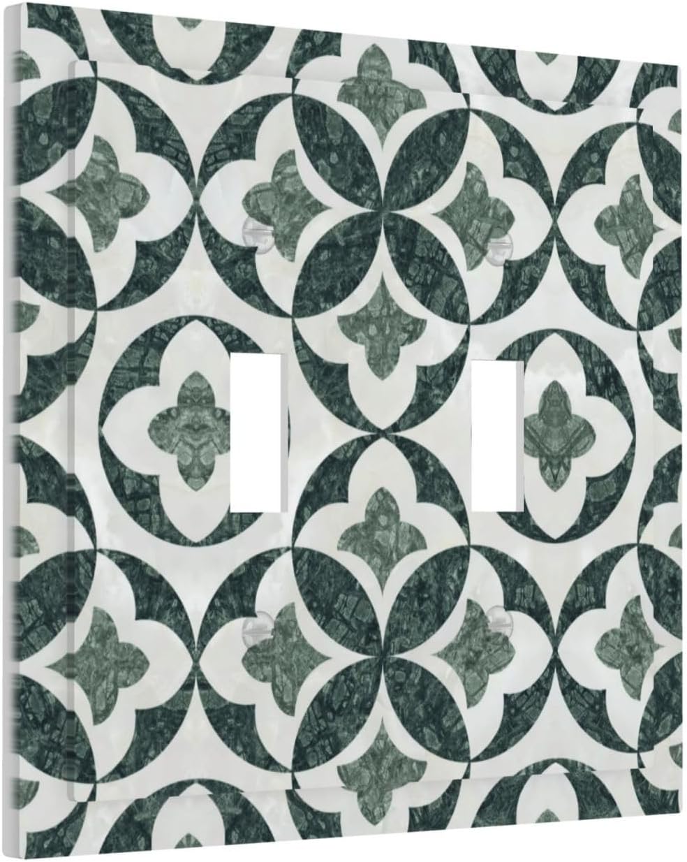 Green Luxury Modern Cubic Marble 2 Gang Double Toggle Decorative Light Switch Covers Electrical Faceplate Switch Plates for Bathroom Kitchen Home