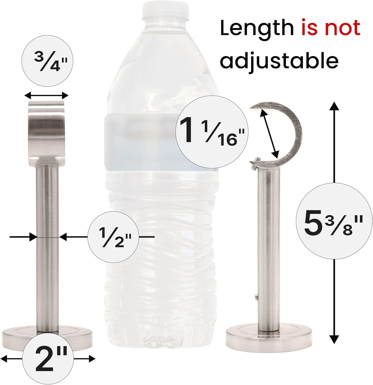 Brushed Nickel Curtain Rod, Adjustable 48 to 84 Inch with Three Heavy Duty Aluminum Alloy Brackets, Brushed Nickel Finish