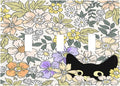 Decorative Light Switch Plate Covers Cute Black Cat in a Flower Patch Botanical Garden 3 Gang Artistic Wall Plate Unique Triple Toggle Light Switch Covers for Bedroom Home Decor