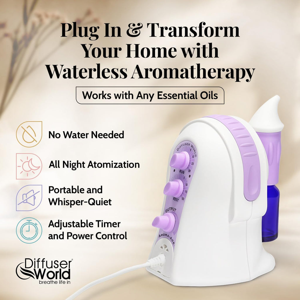 1000 Sq Ft Waterless Diffuser for Essential Oils, Made in USA Lavender Waterless Aroma Atomizer for Large Room Fragrance, Home Scent Machine, Air Aromatherapy Holiday