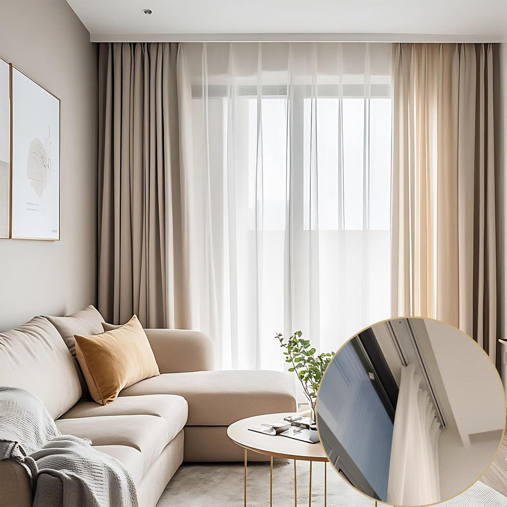 Double Curtain Track Ceiling Mounted, Heavy Duty Aluminum Sliding Rails for Curtains, Silent Double Curtain Track System for Drapes Room Dividers Living Room Bedroom (White,4.1m(13.5ft))