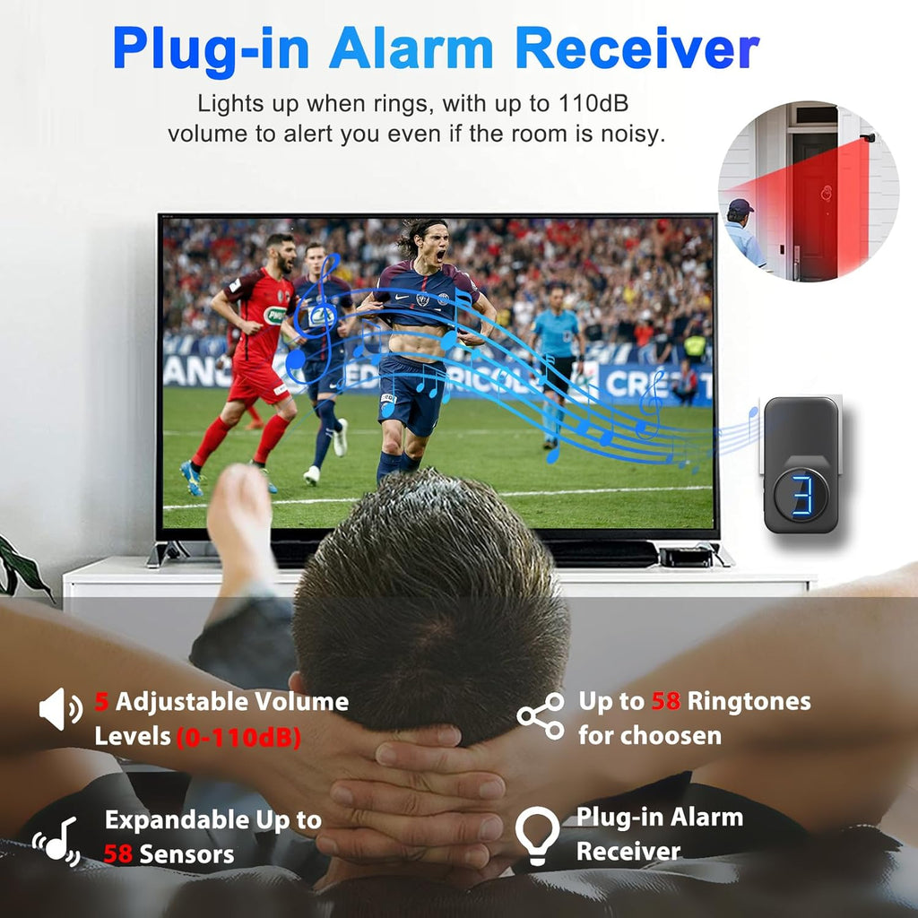 Wireless Driveway Alarm, Outdoor Weatherproof Motion Sensor & Detector with 600ft Range, Microwave Infrared Home Security Alert System for Driveway/Garage/Indoor/Outdoor