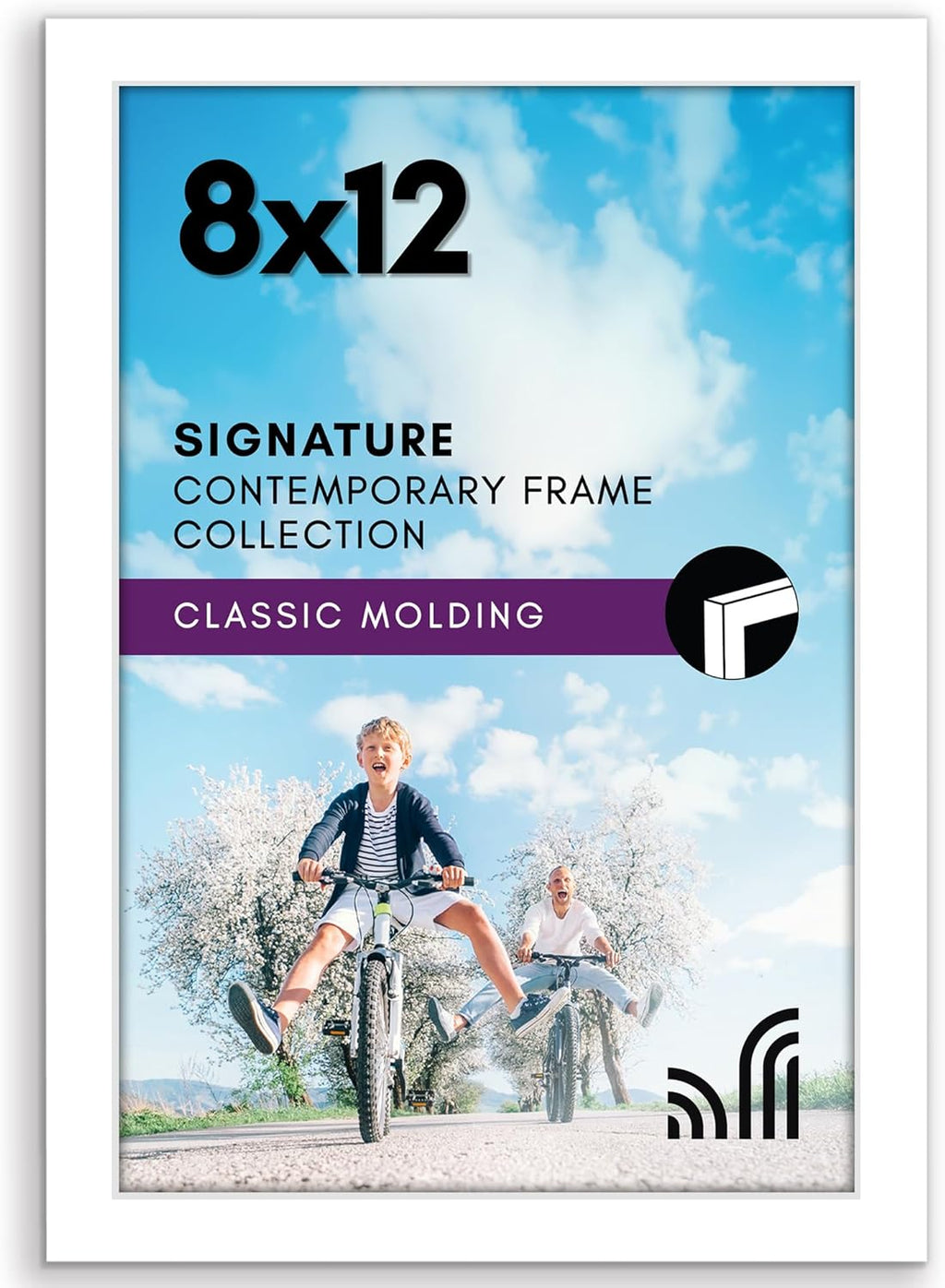 Americanflat 8x12 Picture Frame with Shatter-Resistant Glass - Signature Collection - Gallery-Style Frames Made of Engineered Wood - Photo Frame for Tabletop and Wall Display - White
