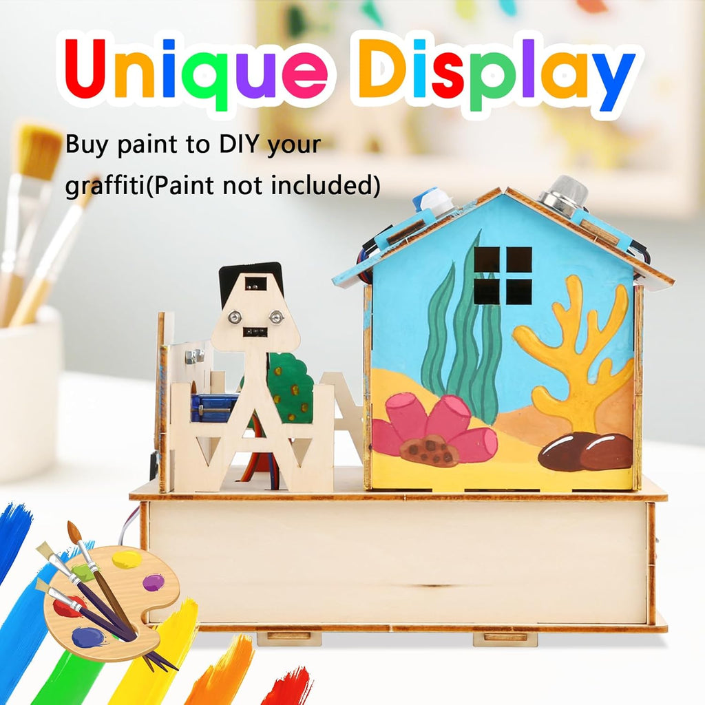 ESP32 IOT Smart Home Starter Kit for Arduino IDE, Educational STEM Kit Toys for Kids Age 10+, 3D Wooden Puzzles House DIY Sensor Science Kit Electronics Auto Engineering Coding Set for Adults Teens