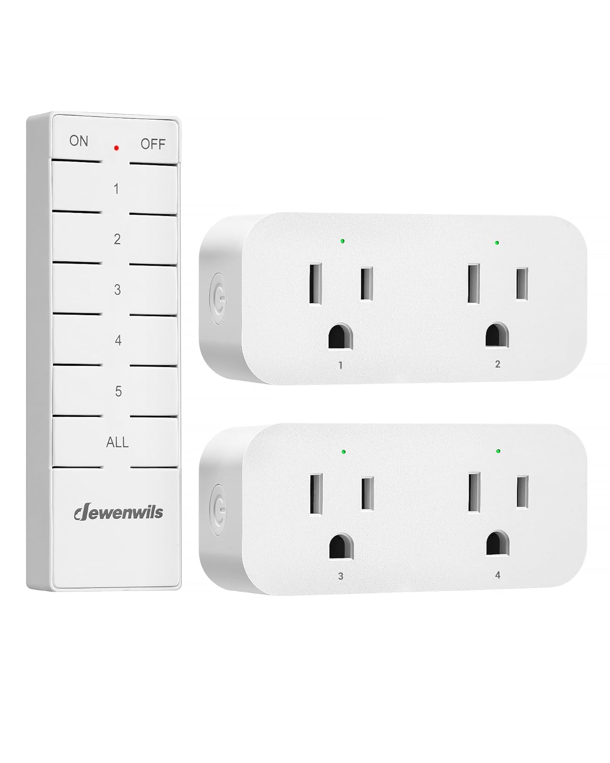 DEWENWILS Remote Control Outlet, Indoor Remote Outlet 2 Pack with 4 Independent Control & 1 All Control, Remote Outlet Switch for Lamp, Fan, Vacs, Christmas Light, 100FT Range, 15A/1875W