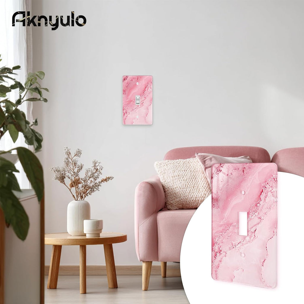 Abstract Pink Marble Design Acrylic Switch Wall Plate Light Switch Plates Cover Durable Acrylic Wall Plate Decorative Single Gang Wall Plate