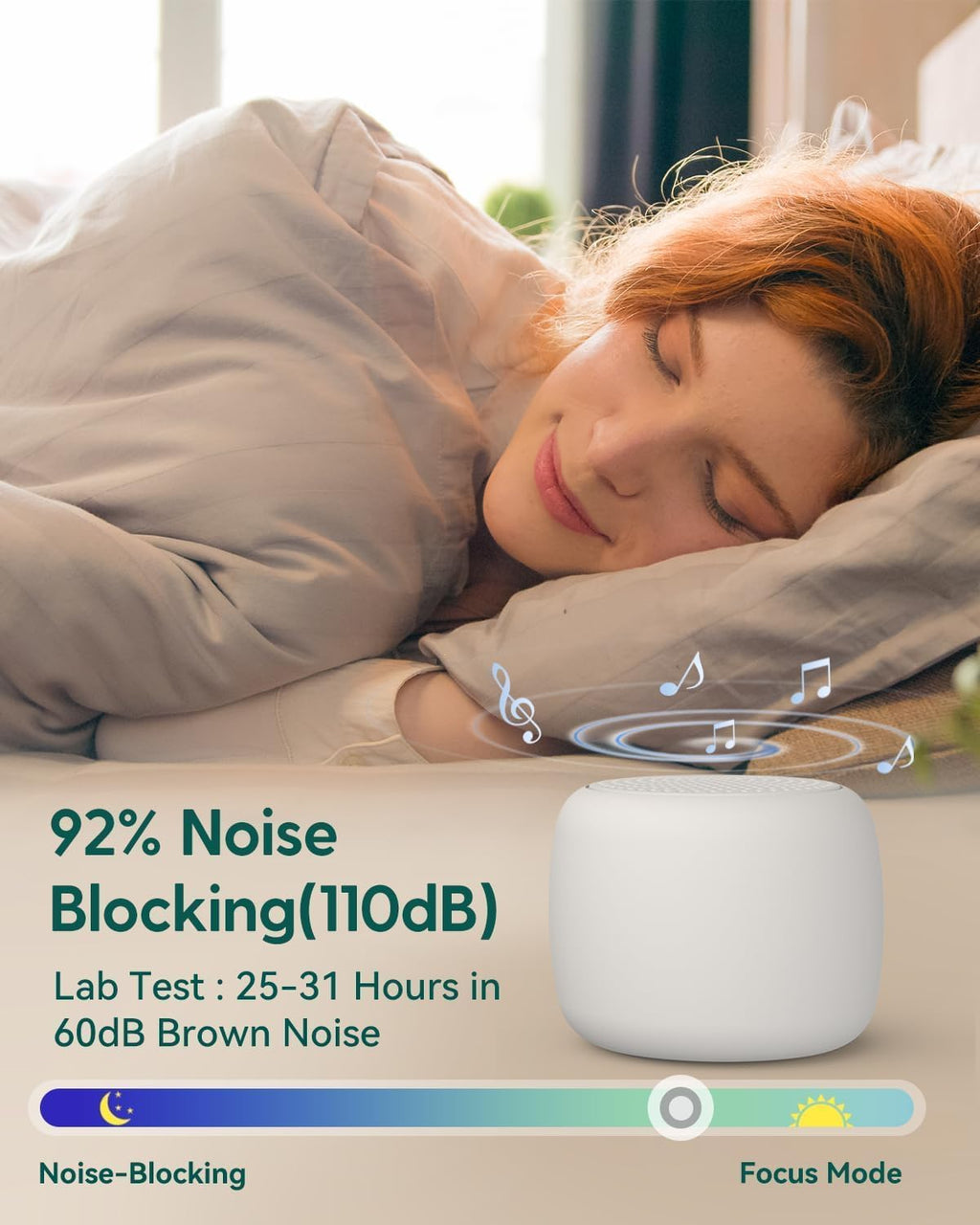 Babelio Portable White Noise Machine + Travel Case in Grey, for Adults Kids Baby