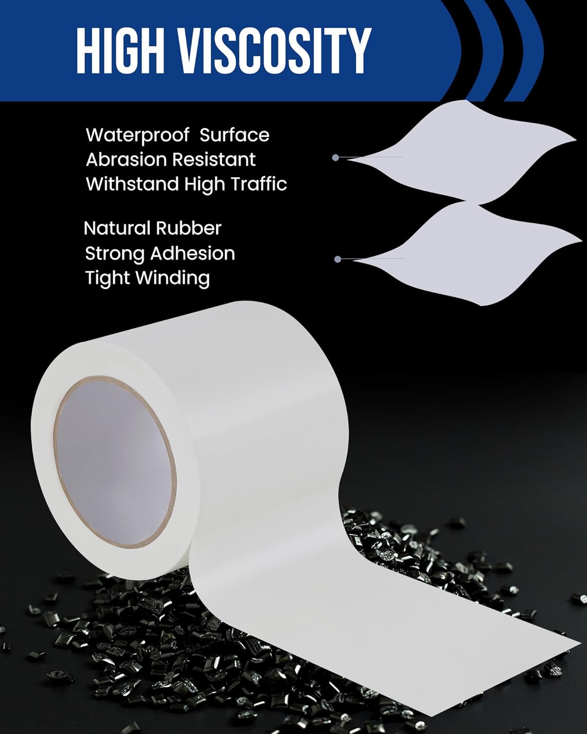 Lichamp 3 Rolls Vinyl Tape, Premium Safety Marking and Traffic Floor Marking Tape, Bundling, Social Distancing, 4 Inch x 36 Yards per Roll, 108 Total Yards, White