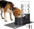 RIZZARI Automatic Cat Water Dispenser: Black 7L Elevated - Stainless Steel Gravity Feeder with Specialized Brush and Triple Filtration - Splash Guard Mat - Use in Bedroom and Livingroom