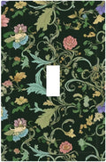 Decorative Light Switch Cover Plate Vintage Green Leaf Plant Rustic Pink Flower 1 Gang Wall Plate Oversized Single Toggle Wall Cover Plate Jumbo Electrical Switchplate Faceplate