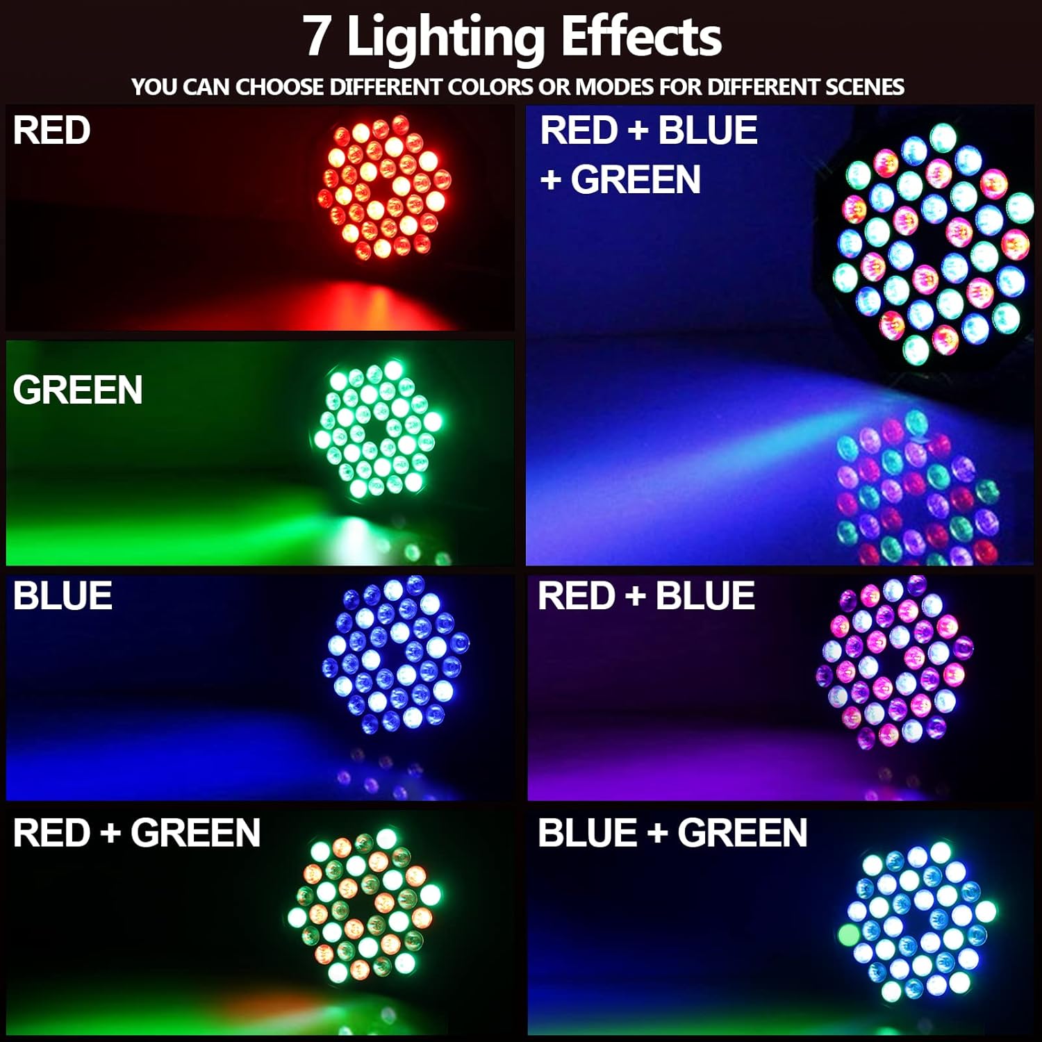 36 LED Par Lights, RGB Par Can Light Stage Lights, 10 Modes DJ Lights Stage Lighting Uplights with Sound Activated Remote Control & DMX Uplights for Events Wedding Party