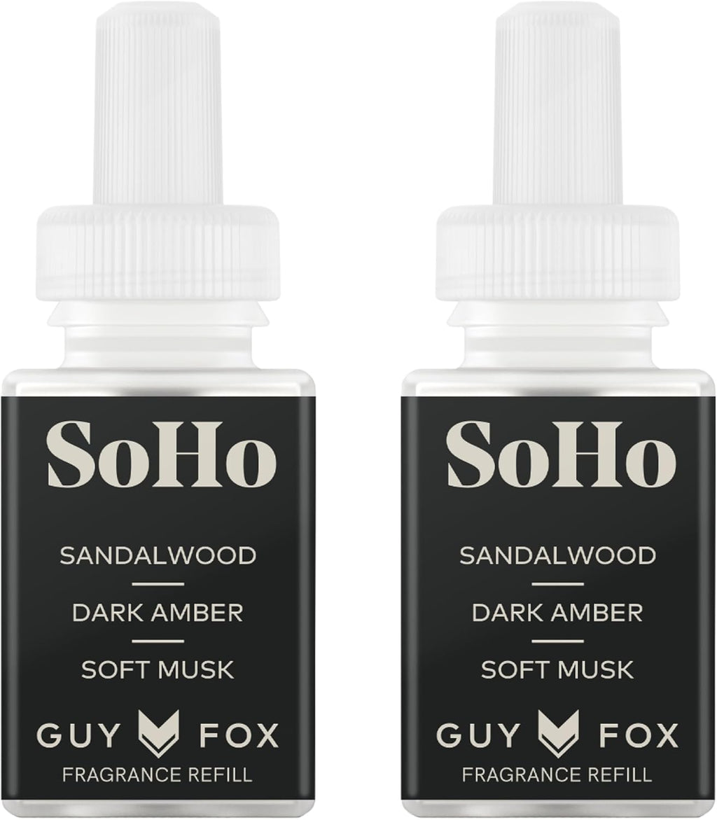 Pura & Guy Fox Home Scent Refill - Smart Air Diffuser - Up to 120-Hours of Luxury Fragrance per Refill - Home Essential - Clean & Safe Diffuser Fragrance - 2 Pack, SoHo